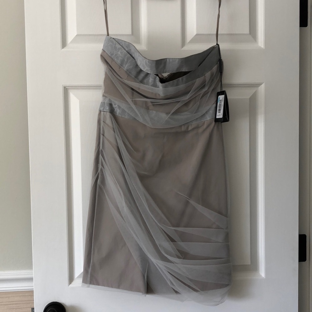 Emporio Armani cocktail dress in bluish silver hue